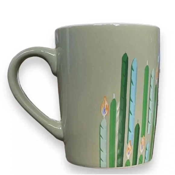 STARBUCKS Green w/ Green & Blue Birthday Candles Coffee Mug Cup 10 oz 2021 NEW - Picture 2 of 3